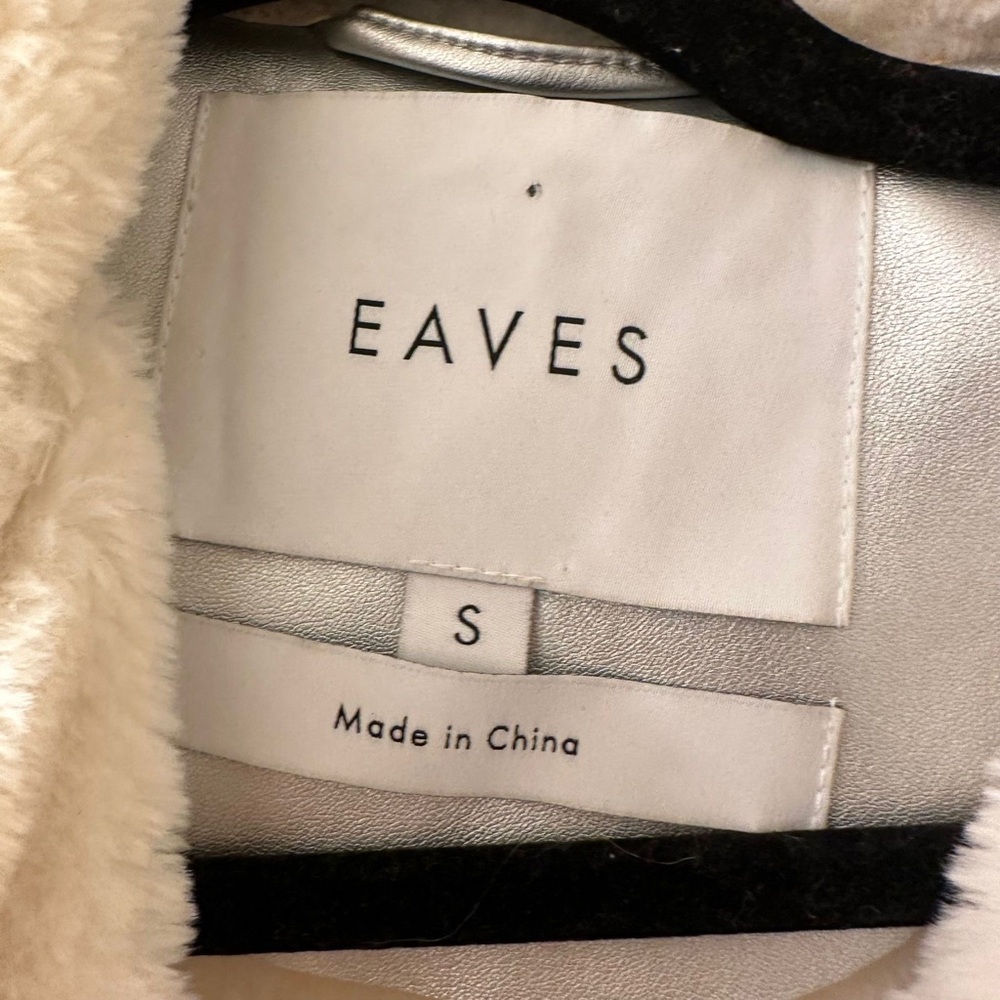 EAVES Elijah Faux Fur Cropped Jacket in Silver & Ivory size S - Picture 11 of 11